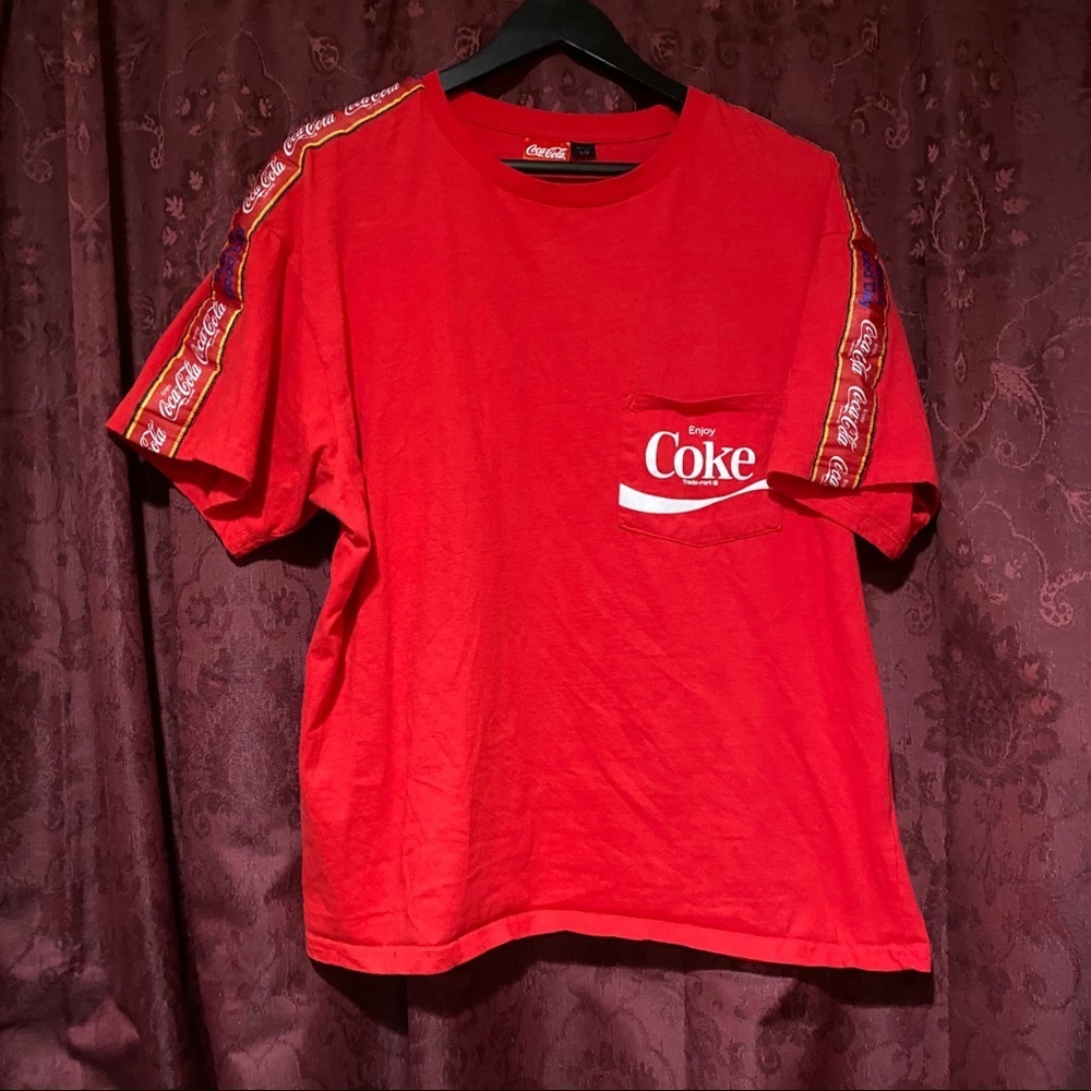 Red Oversized Coca Cola T Shirt With Pocket